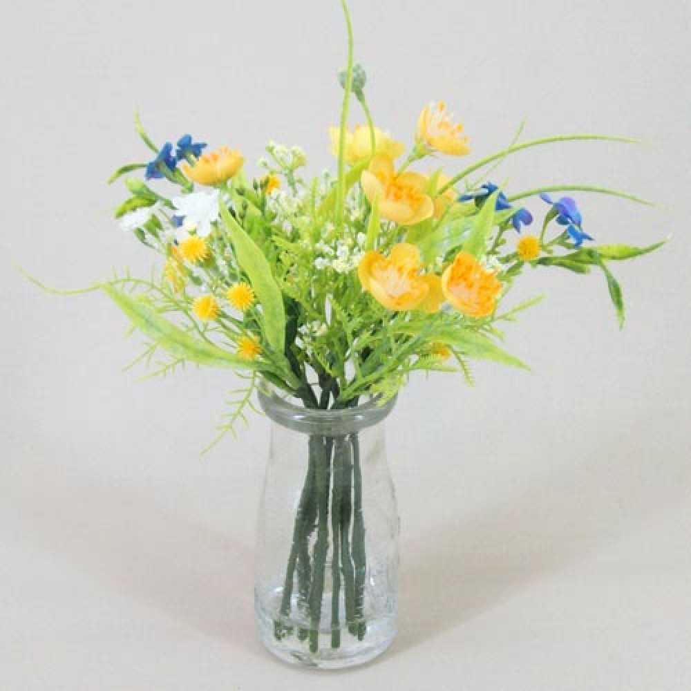Artificial Buttercups and me Nots Bottle Yellow Artificial